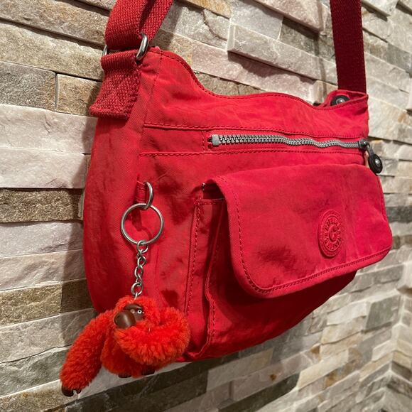 Kipling Red Nina Crossbody | Y2K Vintage Nylon Bag, Original Monkey Charm - Picture 3 of 14
